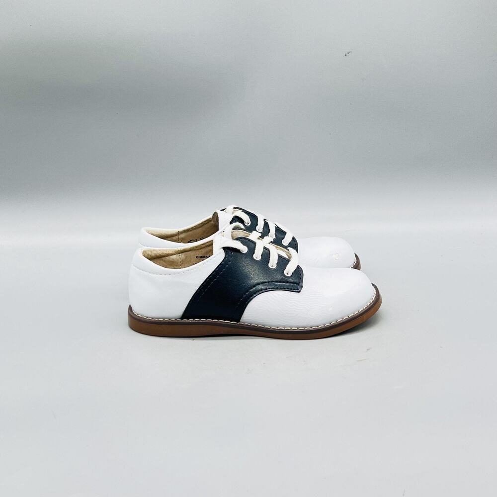 FootMates Shoes Kids Boys 10.5 White Black Leather Cheer Oxford Dress Saddle